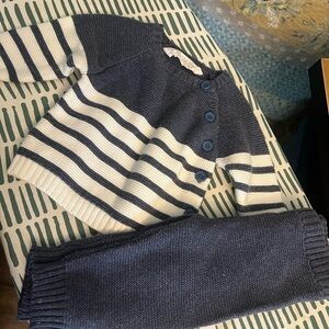 Striped Knit Baby Sweater and Pants Set